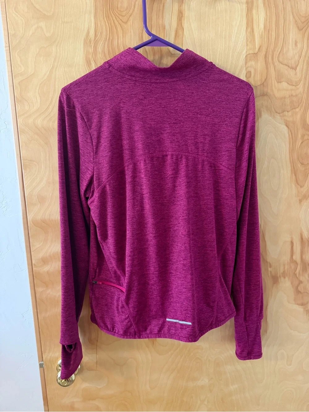 Nike Women's Heather Raspberry Quarter-Zip Long Sleeve Top